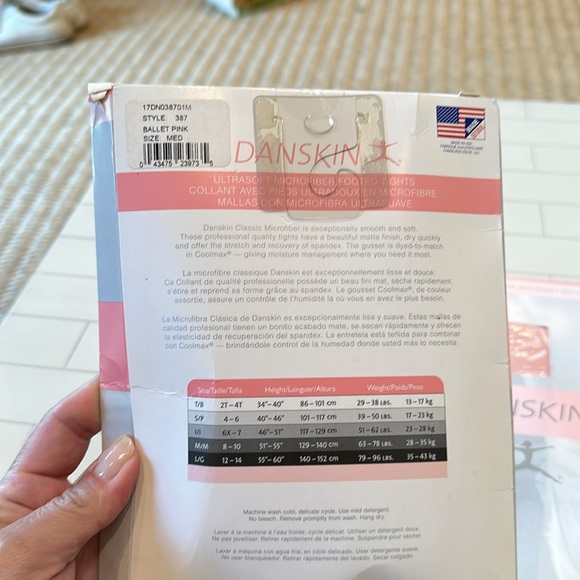 DANSKIN Girls Microfiber Footed Tights in Ballet Pink (Girls Med) - Picture 2 of 2